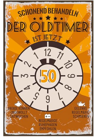 Tarklanda Retro Blechschild Schild 50 Geburtstag, Geschenke für 50 Geburtstag Mann, Geschenkidee zum 50. Jahrestag, lustiges Schild 50.Geburtstag Oldtimer Deko als Geburtstagskarte, Vatertagsgeschenk