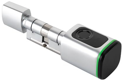 Serratura con impronte digitali Smart Lock, cilindro regolabile 60 mm (35/45), serratura elettronica per porta di casa con RFID, app, Bluetooth, bottoni automatici intelligenti (bianco)