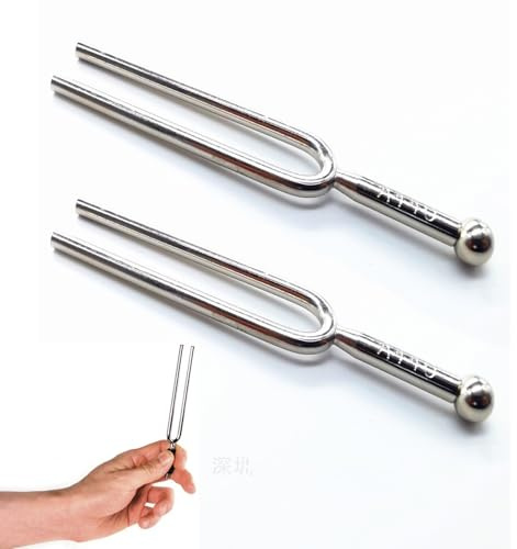 2 Stuck Stimmgabel,Stimmgabel Inkl. A440 Hz Stimmgabel Aus Edelstahl,Reinigungstuch Und Schwarzer Aufbewahrungstasche,Stimmgabel Set Für Musical Standard-Instrumente,Violine,Gitarren,Tuner Geräte