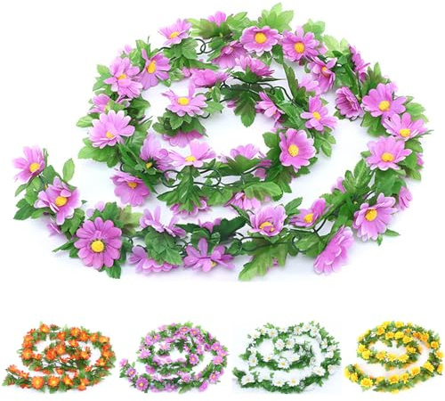 LaresDay Künstliche Blumengirlande - 60 Kunstrosen, Faux Blumen Girlande für Dekoration, Weiße Rose mit Realistischer Nachbildung für Zuhause, Garten, Hochzeiten (Violett)
