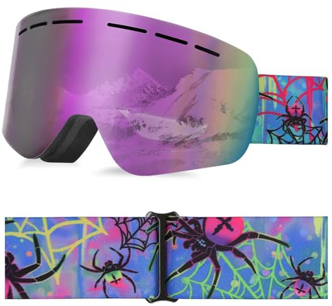 YooxArmor Gafas de Esquí Niños OTG,Anti Niebla 100% Protección UV 400 Máscara Gafas Esquí para Niñas de 6 a 12 Años para Esquí,Snowboard y Otros Deportes de Invierno Compatible con Casco