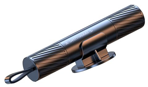 Ruaizel Martillo salvavidas con cortador de cinturón de seguridad, martillo de vida de héroe seguro para tierra y bajo el agua, 2 unidades (color negro)