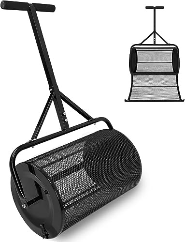 Épandeur de pelouse de qualité supérieure de 80 L, 65 × 40 cm, semoir de jardin avec poignée en U et panier en maille métallique, idéal pour le compost, la mousse de tourbe, le paillis et les graines