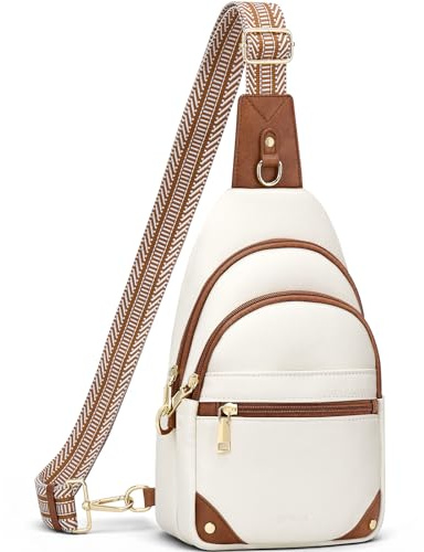 SYTRAH Anti Theft Crossbody Bags for Women, RFID Sling Bag Travel Purse, RFID Cross Body Purses Chest Bag for Travel Beige Brown