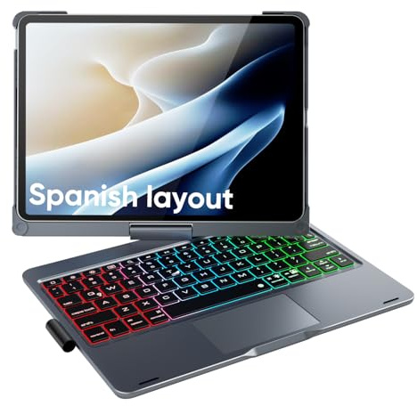 doqo Funda con Teclado para iPad Air 11 & Pro 11 con Trackpad,Rotación 360°