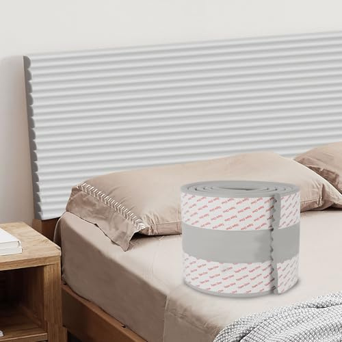 SuQurtom Rembourrage mural anti-collision - 2 m - Autocollant 3D - Rembourré - Doux - 1,2 cm d'épaisseur - Pour chambre à coucher, salon, salle de jeux, chambre d'enfant (gris)