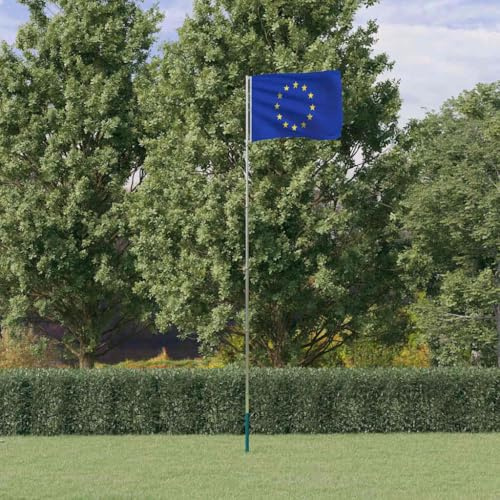 Generico Asta e Bandiera Europa 5,55 m Alluminio,Bandiere e Maniche a vento-3147144