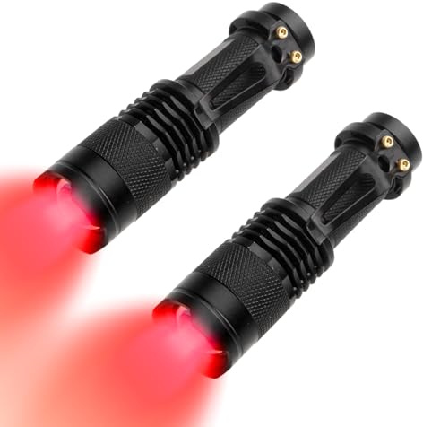 ZynoMUCH Red Light Torch Single Mode, 2 Pack LED Red Flashlight Preserves Night Vision for Astronomy, Animal Observation, Night Vision