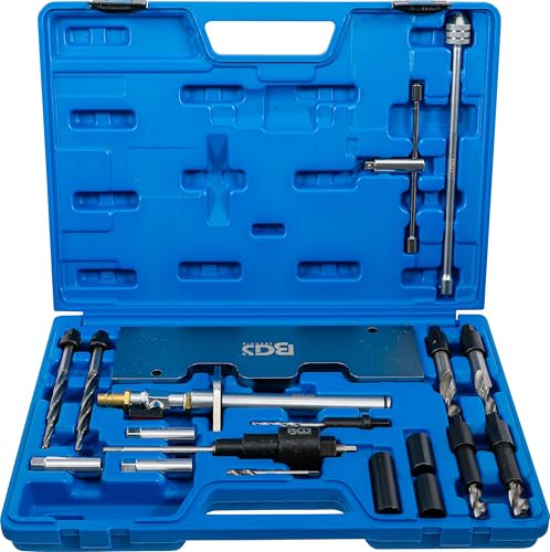 BGS 8722 | Reparatursatz für Glühkerzengewinde | für Audi, VW | 28-tlg. | Bohrer, Gewindebohrer, Reibahlen & Gewindeeinsätze | M10 x 1 mm Aufnahme | Führungshülsen