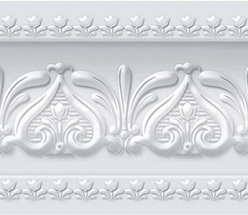 WITPOCE FIXPIX Royal Tulip Peel and Stick Wall Border Easy to Apply (Neutral Gray)
