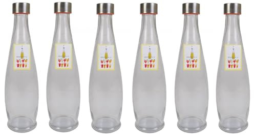 BURI Glasflaschen 1L mit Schraubdeckel 6er Set Saftflaschen Vorratsflaschen | BURI Glasflasche mit Schraubverschluss als auslaufsichere Mostflasche für Getränke, Konservieren und Mehrweg-Nutzung