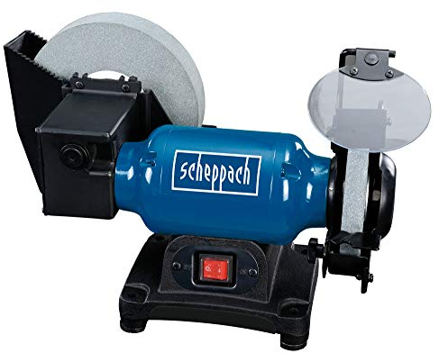 Scheppach BG200W Wet & Dry Bench Grinder | 550W Induction Motor | Ø200mm Wheels | K36 & K60 | Adjustable Spark Guard