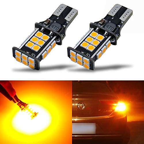 iBrightstar Extremely Bright 3030 Chipsets 921 T15 912 W16W LED Bulbs for Turn Signal Blinker Side Marker Lights, Amber Yellow