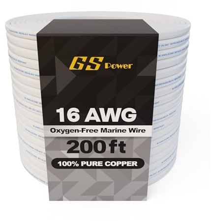 GS Power 200 Ft Duplex Marine Wire, 16 Gauge Wire, Oxygen-Free Tinned Copper 16 AWG Electrical Boat Wiring, Sheathed Copper Marine Grade Electrical Cable for Boat Automotive RV Camper Trailer