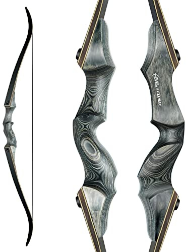 Black Hunter Takedown Recurve Bow, 60 Right Handed with Ergonomic Design for Adults Beginners to Advanced Outdoor Practice & Hunting (45 lb, Right Hand)