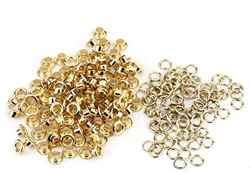 100 Stück Ösen Set, 5 mm einfarbig Ösen und Unterlegscheiben Handwerk Nieten Leder zur Herstellung von Stoff Reparatur dekoratives Zubehör für Stoff Leder Gürtel Schuhe Kleidung [Gold]