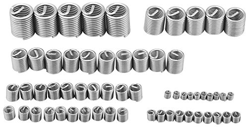 Thread Repair Kit, Fydun 60pcs Wire Inserts Screws Sleeve Assortment Kit Stainless Steel M3 M4 M5 M6 M8 M10 M12 Steel Sheath Coiled Wire Type Screw Repair Insert Assortment Kit