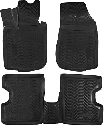 J&J AUTOMOTIVE | 3D Automatten Gummi Matten Gummifußmatten TPE Passend Für Logan 2013-2020, Schwarz, Anti-Rutsch, Allwetter, 4-Tlg, Hohes Rand