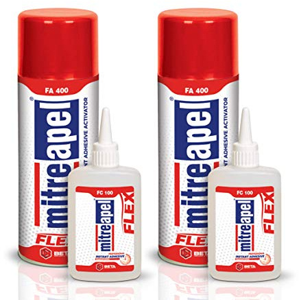 Mitreapel Super Flex Ca-Kleber (2X3,5 Oz) Mit Sprühkleberaktivator (2X13,5 Fl Oz) - Cyanoacrylat-Kleber Zum Basteln Und Bauen|2Er Pack