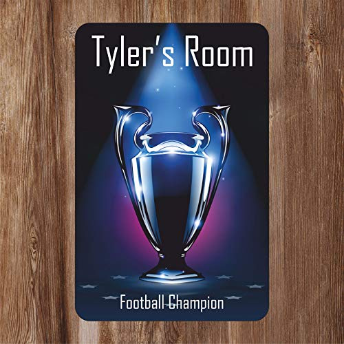 Football Champion Trophy Kids Bedroom Door Sign Personalised For You - Any Name! Door Plaque,Girls/Boys,Nursery,Decor,Kids Room,Football