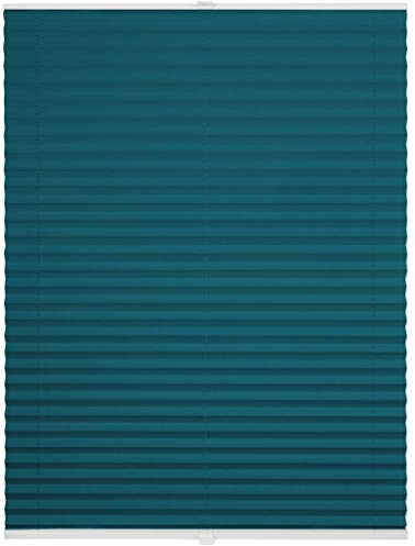 ondeco Plissee ohne Bohren mit Klemmträger, Sonnenschutz für Fenster innen, Jalousien Fenster ohne Bohren Blickdicht, Faltrollo Sichtschutz für Tür Fensterrahmen, Rollo Petrol 120x130 cm