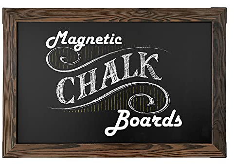 Loddie Doddie Magnetic Chalkboard Sign - 20 x 30 in, Rustic Wood Frame - Easy-Erase Chalk Calendar - Photo & Memo Magnet Display - Wall-Mount Magnetic Bulletin Board