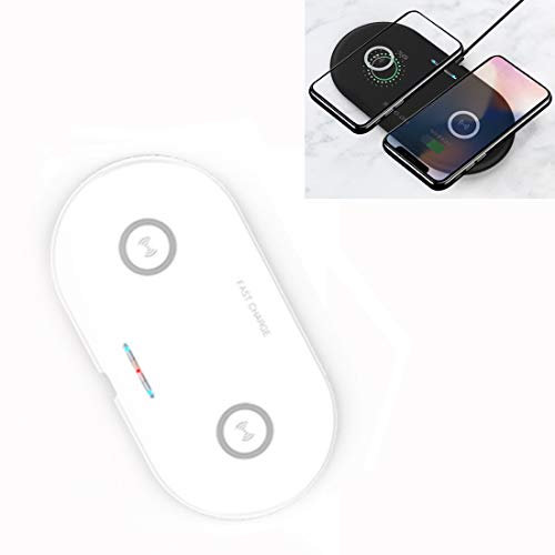 FGX AYY HT-02 5W 5V / 9V Wireless Dual Mobile Phone Charging Charger Base for All Support the QI Standard Mobile Phones(Black) (Color : White)