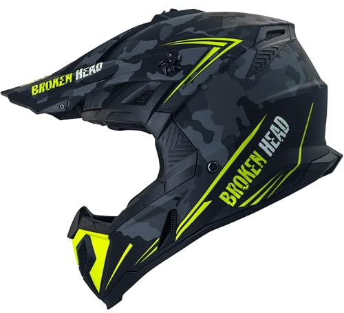 Broken Head Motocross-Helm Squadron Rebelution Camouflage | Leichter MX-Helm, Für Quad, Supermoto, Enduro, Motorradhelm MX - Mit Doppel-D & Ratschenverschluss - Verschiedene Farben