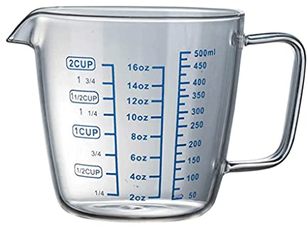 HAODA Bricco per Latte Branco di Schiuma di Vetro Resistente Altamente Resistente alla Temperatura Grande capacità 500ml16.9oz Latte con Latte con Latte graduato brocca Semplice (Dimensione : 500ml)