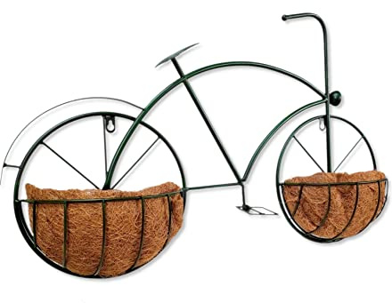 Metall Blumenhalter Wand Fahrrad dunkel-grün 48 x 76cm Blumen-Ampel Pflanzfahrrad Wand-Deko