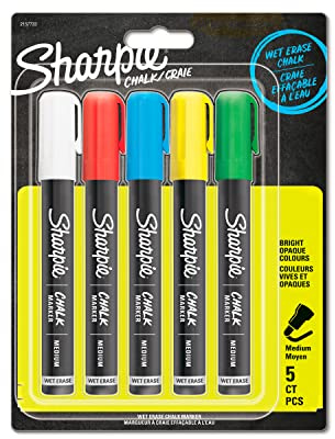 Sharpie Chalk Markers | Wet Erase Chalk Pens | Assorted Colours | 5 Count