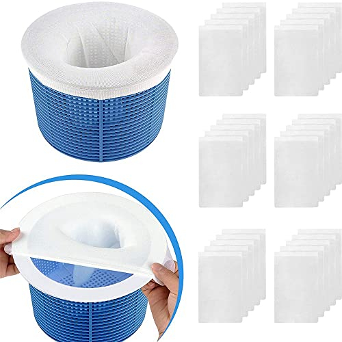 ZOOMPIL 20-pack pool skimmer strumpor, hålslemfilternät, återanvändbara för skimmer korgnät, nylon simbassäng skimmer strumpor, filterstrumpor för yta skimmer tar bort slaglöv
