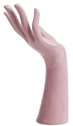 HAUCOZE Schmuckständer Schmuckhalter Hand Skulptur Statue Figuren Modern Deko Geschenk für Schminktisch Schlafzimmer Rosa 21cm