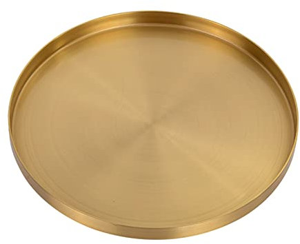 KNUFENG Golden Plate, Fashion Tray, Storage Disk for Water Cup Tea Set Vase or Biscuit Snack, Round, 15CM/20CM/25CM/30CM(Size:25 * 25 * 1.5CM)