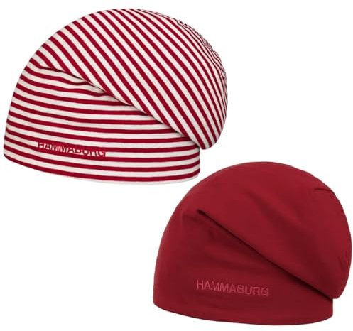 Hammaburg Lång Beanie Vändbar Mössa Damer/Herrar - randig Oversize Höst Sommar Vår Vinter Sommar-Vinter - One Size röd