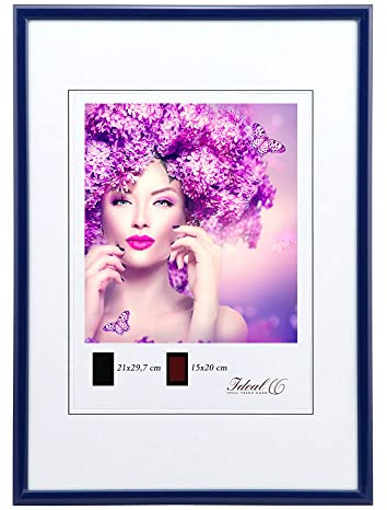IDEAL TREND New Lifestyle Kunststoff Bilderrahmen Kunststoffrahmen Bildhalter Bildträger: Farbe: Blau | Format: 13x18