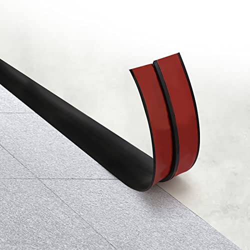 Übergangsprofil Übergangsleiste Selbstklebend Abdeckleiste Bodenleiste Bodenprofil für Innenbereich PVC Flexibel Flach (Schwarz 5x200cm)