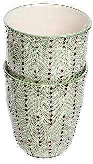 Tranquillo Juego de 2 tazas MIX'N'MATCH para té, café y otras bebidas, de cerámica verde, 8,5 x 10 cm, capacidad: 300 ml
