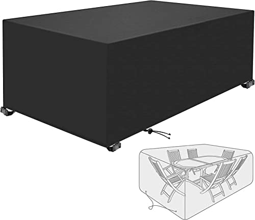 KDXAOBEI Abdeckung Gartenmöbel Winterfest 240x180x75cm Abdeckplane Gartenmöbel 600D Oxford Gewebe Schutzhülle Wasserdicht Winddicht UV-Beständiges für Gartentische und Möbelsets Schwarz