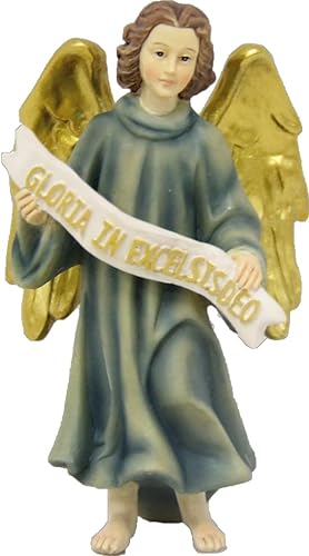 FADEDA Ángel de la Anunciación/Altura: 15 cm/Pintadas a mano/Figuras de Belén fieles - Decoración de mesa de Navidad Cuna Accesorios