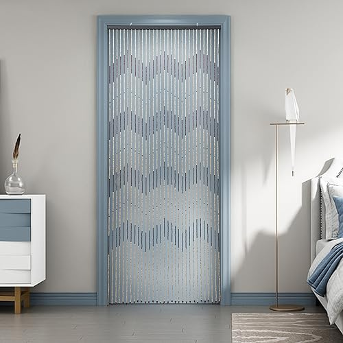 EurHomePlus Retro-Holzperlenketten Türvorhang 91x220cm 31 Linien Holzvorhang Bambus Fadenvorhang Insektensicher Handarbeit Haltbarkeit Trennvorhang
