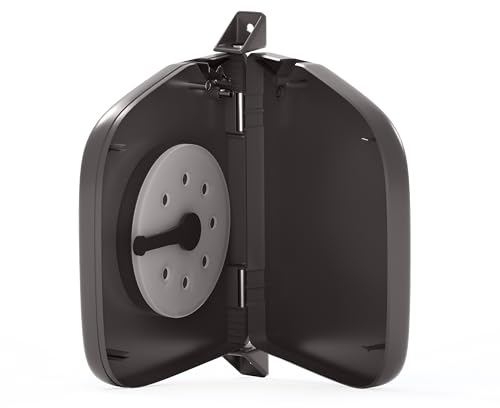 BAUHELD® Surface-Mounted Roller Shutter Belt Winder [Hinged] - Mini Roller Shutter Winder with Plastic Drum - For Roller Shutter Belt 14 mm [Without Strap] - 180° Swivelling with Hole Spacing of 155