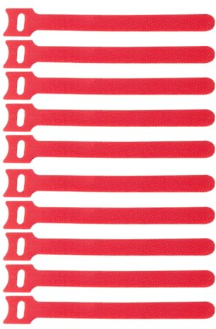 Lot De 50 Serre-Câble Adhésif Attache Cable Reutilisable En Nylon Câble Management Bureau Gestion Des Câbles USB Maison Pour Attacher Les Câbles Fils PC Électriques (Rouge,10 Pièces(12 * 150mm))