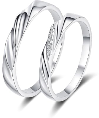 AMDXD Diamantring Weiß Gold 750, Klassiker Hochzeitsring, Gold 750 Herren Echte Goldschmuck, Gr.52 (16.6)