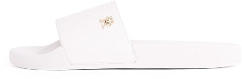 Tommy Hilfiger Women’s Elegant Monogram Pool Slides, Beige (Ancient White), 6.5