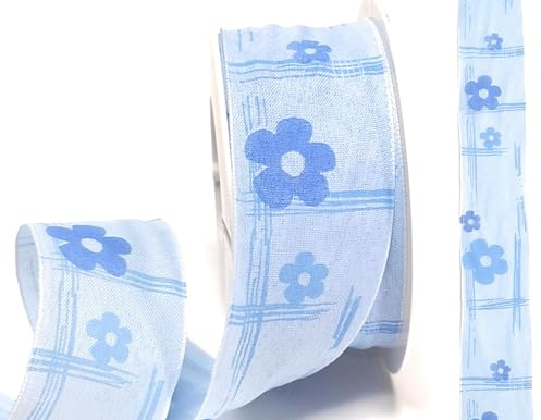s.dekoda Schleifenband 20m x 40mm Hellblau - Blau Blume Blüte Dekoband Geschenkband Drahtband [D9137]