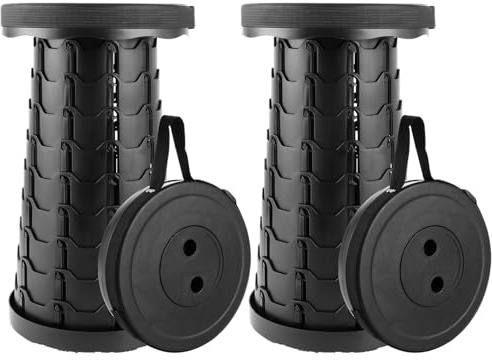 LOPYXBR 2 sgabelli pieghevoli portatili, pieghevoli, rotondi, telescopici, regolabili, pieghevoli, portata: 200 kg, per campeggio, pesca, escursionismo, viaggi