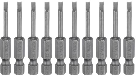 QUARKZMAN 10pz SL3 Punte per Cacciavite a Taglio Magnetica 3mm S2 Punta Cacciavite a Testa Piatta Acciaio 1/4 Grado Industriale Gambo Esagonale 50mm (2) Lungo per Viti