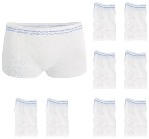 FUIPVGI 8 Stück Wöchnerinnen Slips, Wochenbett Panties, Wochenbett Netzhöschen, Wegwerfbar Wöchnerinnen Damen Slips für den Täglichen Gebrauch, Mutterschaft, Inkontinenz, Reisen (Weiß)