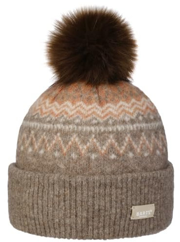 Barts Woodstar Alpaka Bommelmütze Beanie Strickmütze Damenmütze Umschlagmütze Damen - mit Umschlag Winter Herbst-Winter - One Size Hellbraun